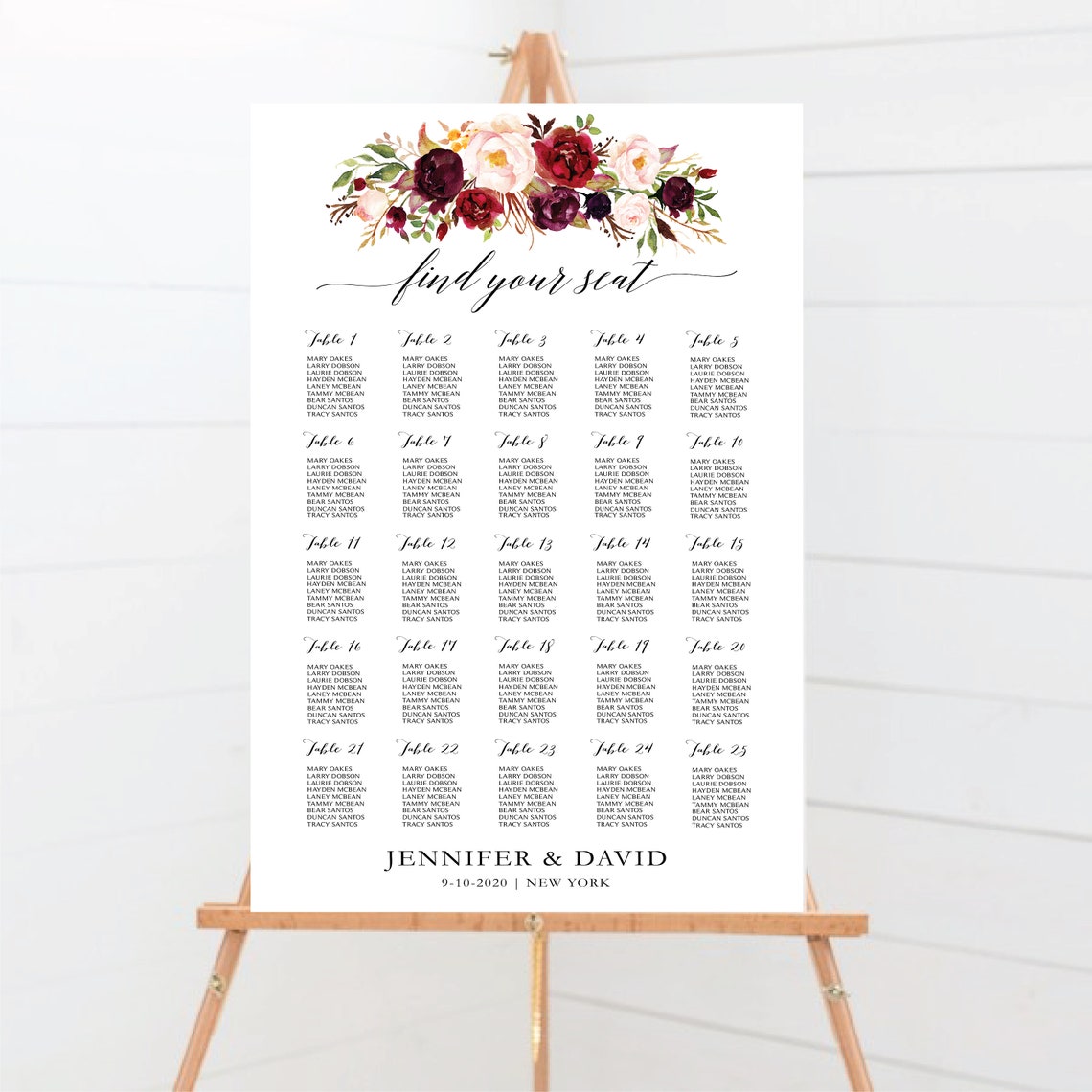 Printable Wedding Seating Chart Wedding Seating Chart - Etsy
