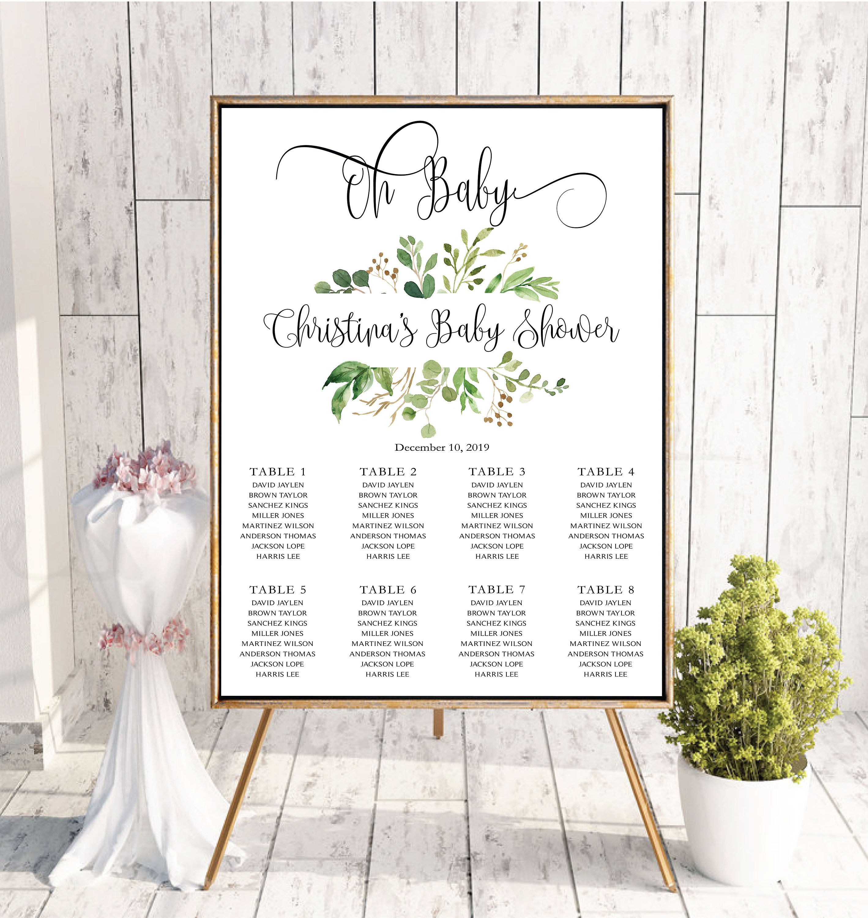 Baby Shower Seating Chart Board Oh baby Seating Chart Baby Etsy
