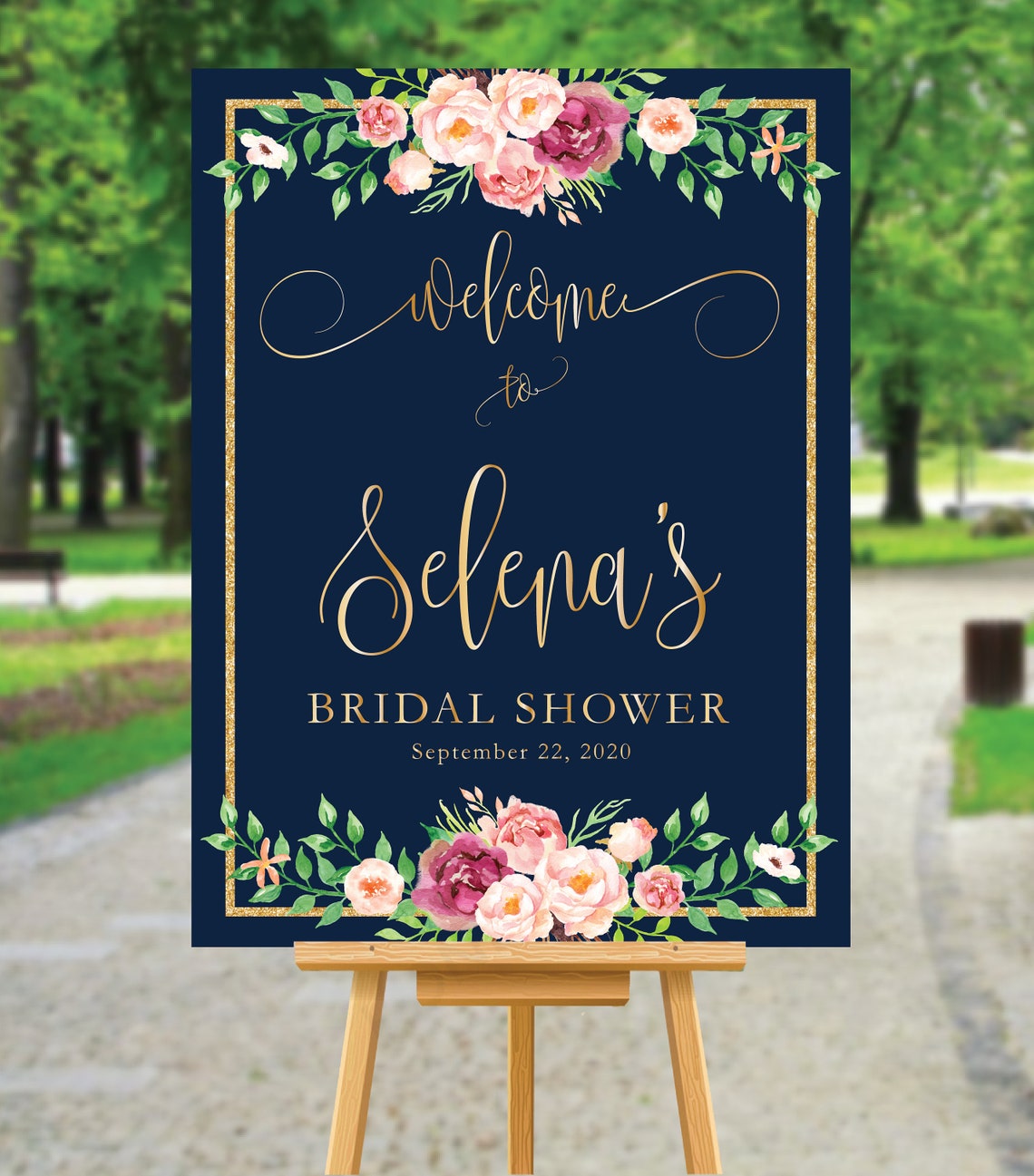 Bridal Signs Shower Signs Navy and Gold Etsy