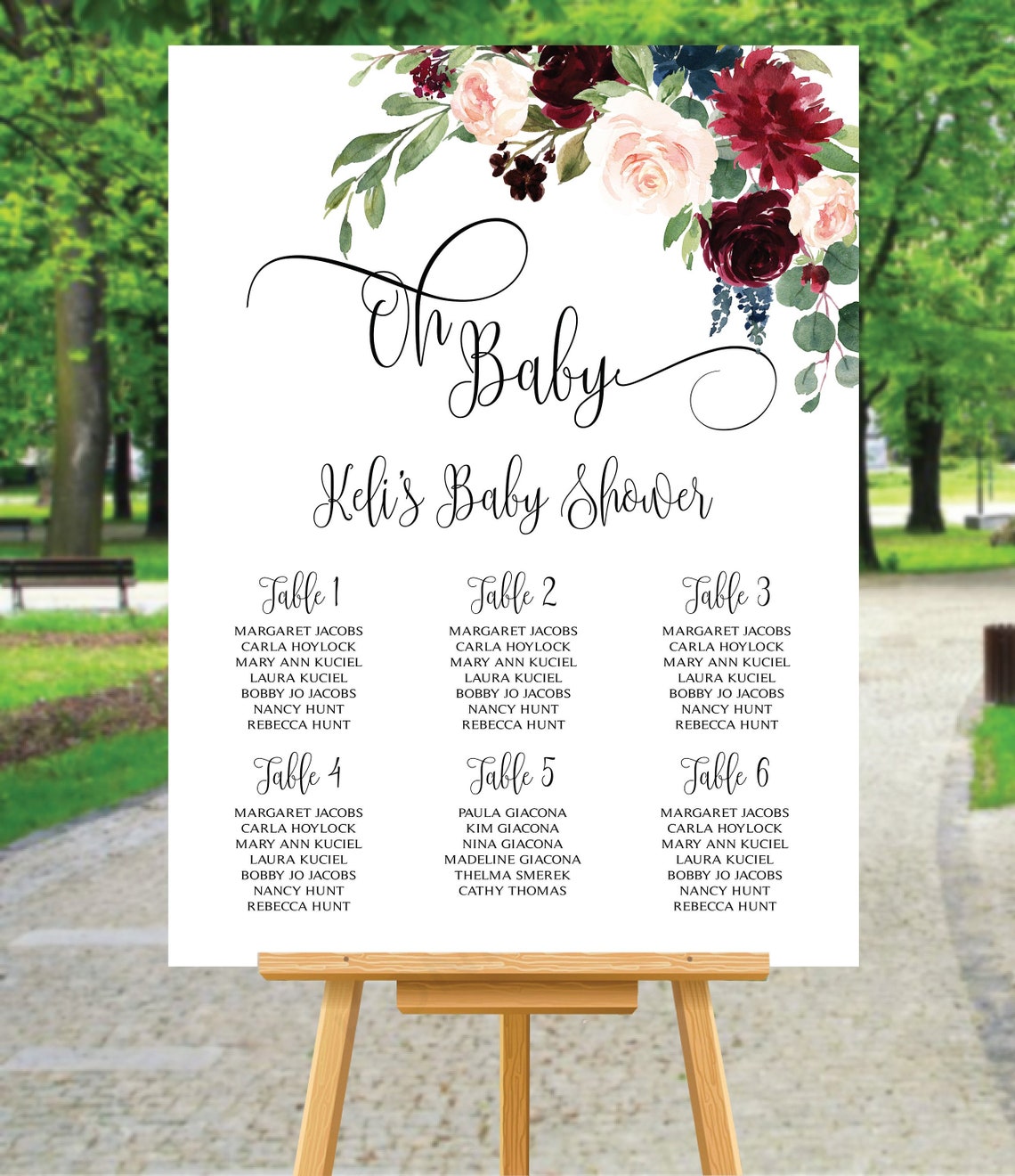 Baby Shower Seating Chart Board Oh Baby Seating Chart Baby Etsy
