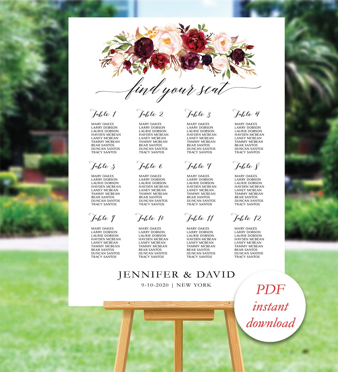 Printable Wedding Seating Chart Wedding Seating Chart - Etsy