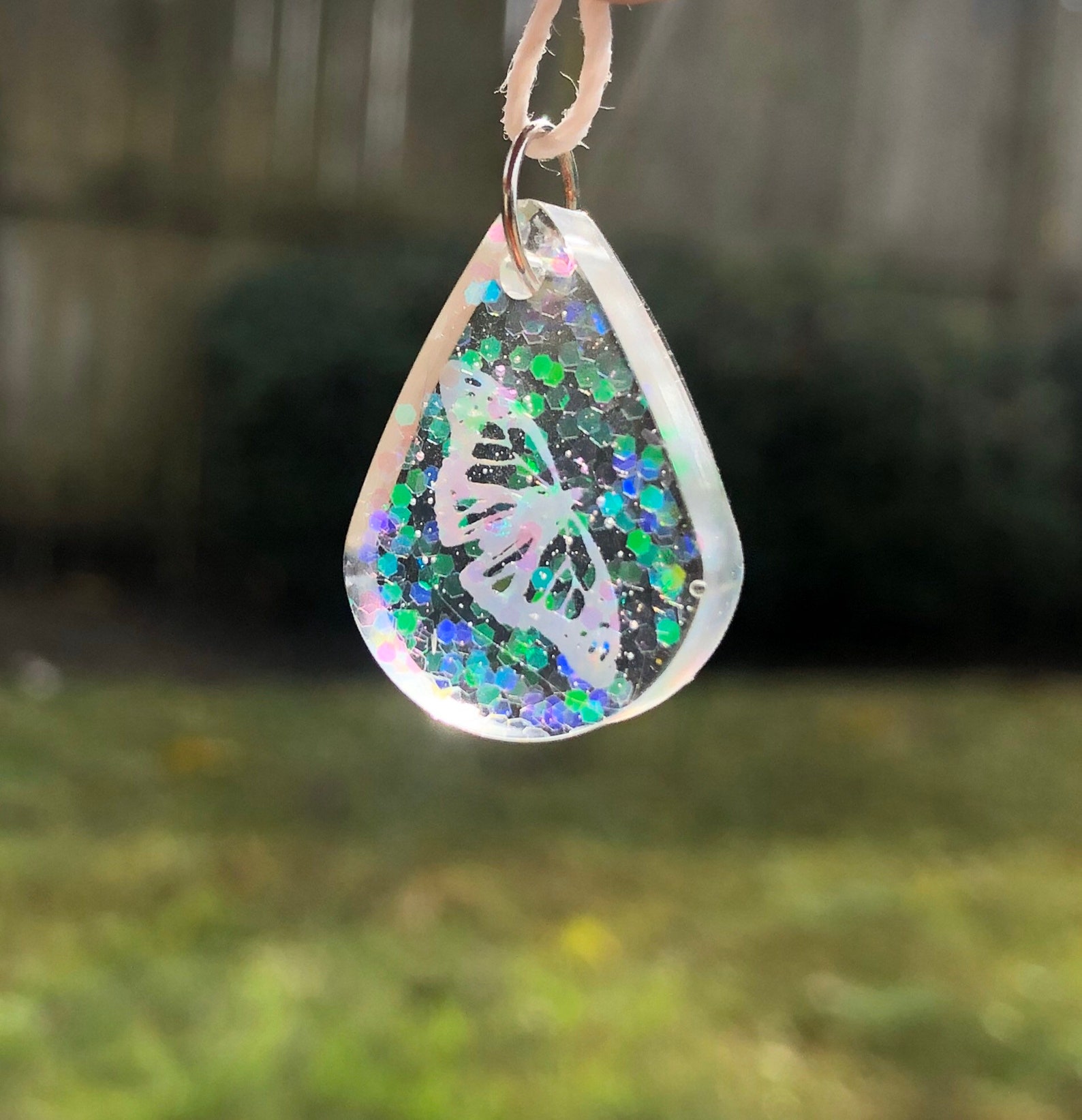 Sparkly Butterfly Resin Necklace Etsy