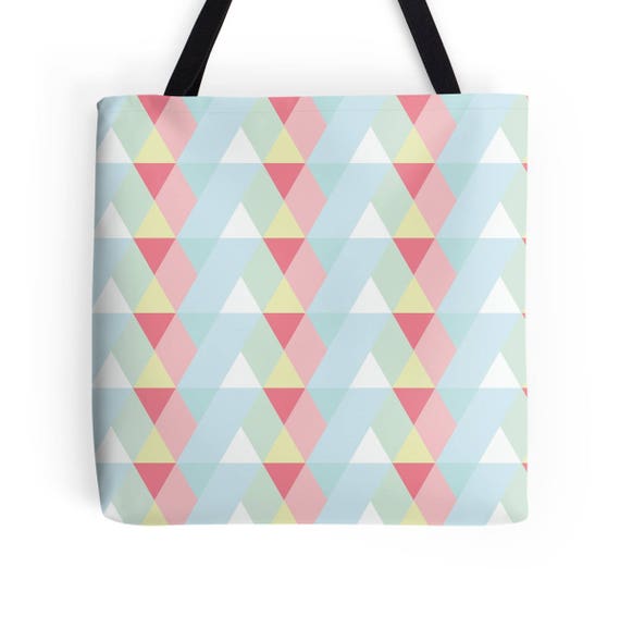 Pastel tote Bag geometric market shopper tote bag tote | Etsy