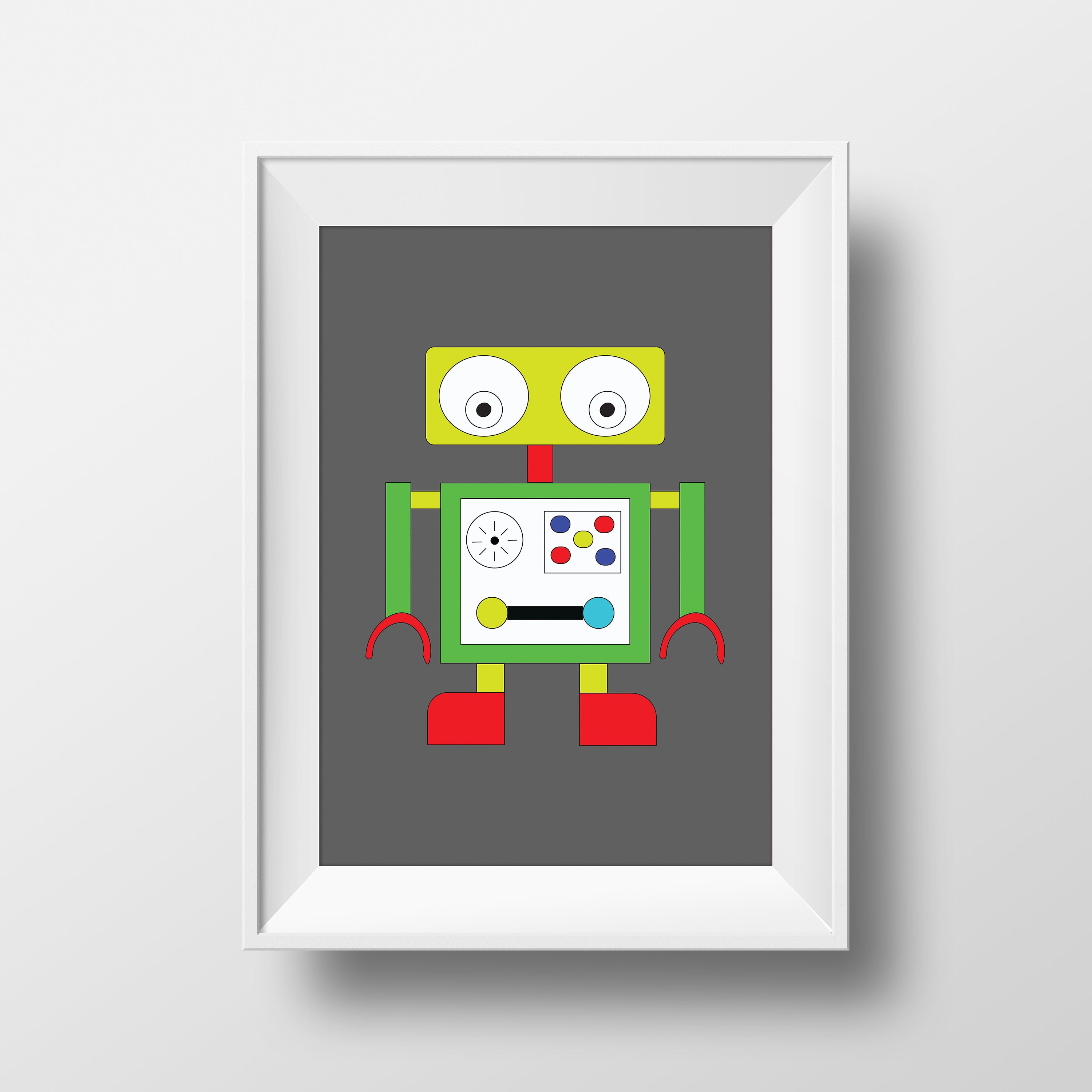 Robot wall art Robot bedroom Robot print Boys room decor Etsy