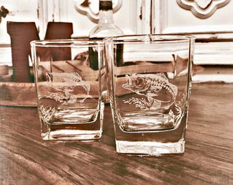 Pickerel Whisky Glass Etched Personalized Gift Free Personalization