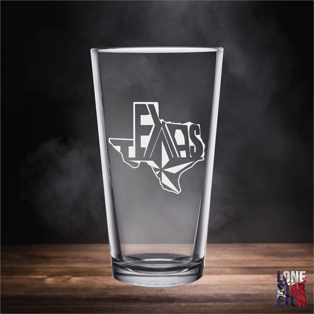 Texas Design / State of Texas / Texas Beer Glass / Texas Pint Glass
