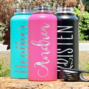 Hydro Water Bottle 32 oz. / Your Name / Personalized Engraved Hydro Water Flask Style Bottle / Choose Color and Font  / Father's Day Gift