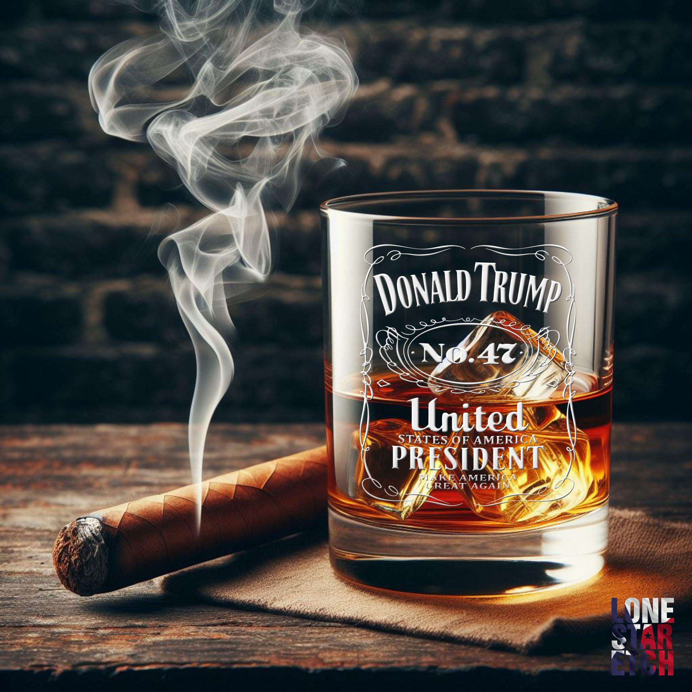 47Th President Of The United States Donald Trump Whiskey Glass Official Trump Store