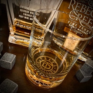 Corporate Logo Bottom Side / Your Logo Here / Engraved Company Logo / Any Graphic / Whiskey Glass / Bourbon Glass / Scotch Glass