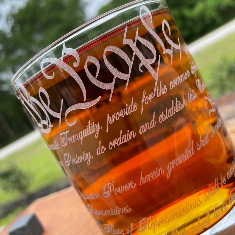 LoneStarEtch Constitution of the U.S. Whiskey Glasses