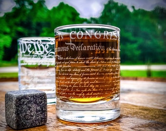 The Declaration of Independence / 2.25 oz. Shot Glass / 360 Degree Wrap Engraving / DOI Shot Glass / Gift for Patriot  / Christmas Gift