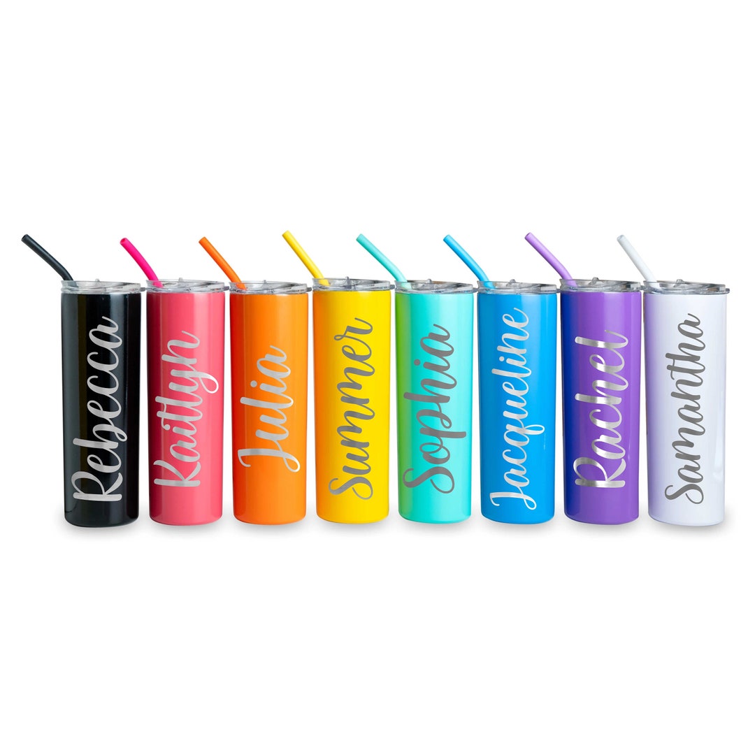 Personalized Skinny Name Tumbler / Laser Engraved Powder Coated / 20oz