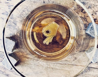 Gotcha / Circle Game / Prank / Gotcha Fingers / Engraved Whiskey / Bourbon / Scotch / Single Glass / Bottom Engraved  / Father's Day Gift