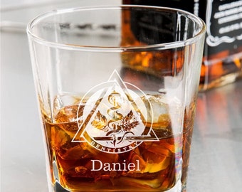 Personalized Dental / Dentist Whiskey Glass / Bourbon Glass / Scotch Glass / Odont Symbol / Father's Day Gift