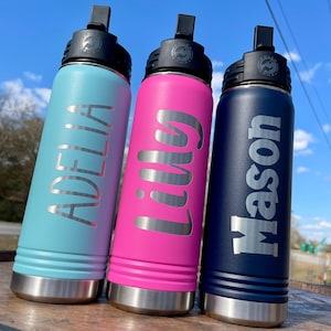 Personalized Hydro Water Bottle / Kids Size Water Bottle / 20oz. Bottle / Laser Etched / Perfect Size for Kids / Perfect for Back to School