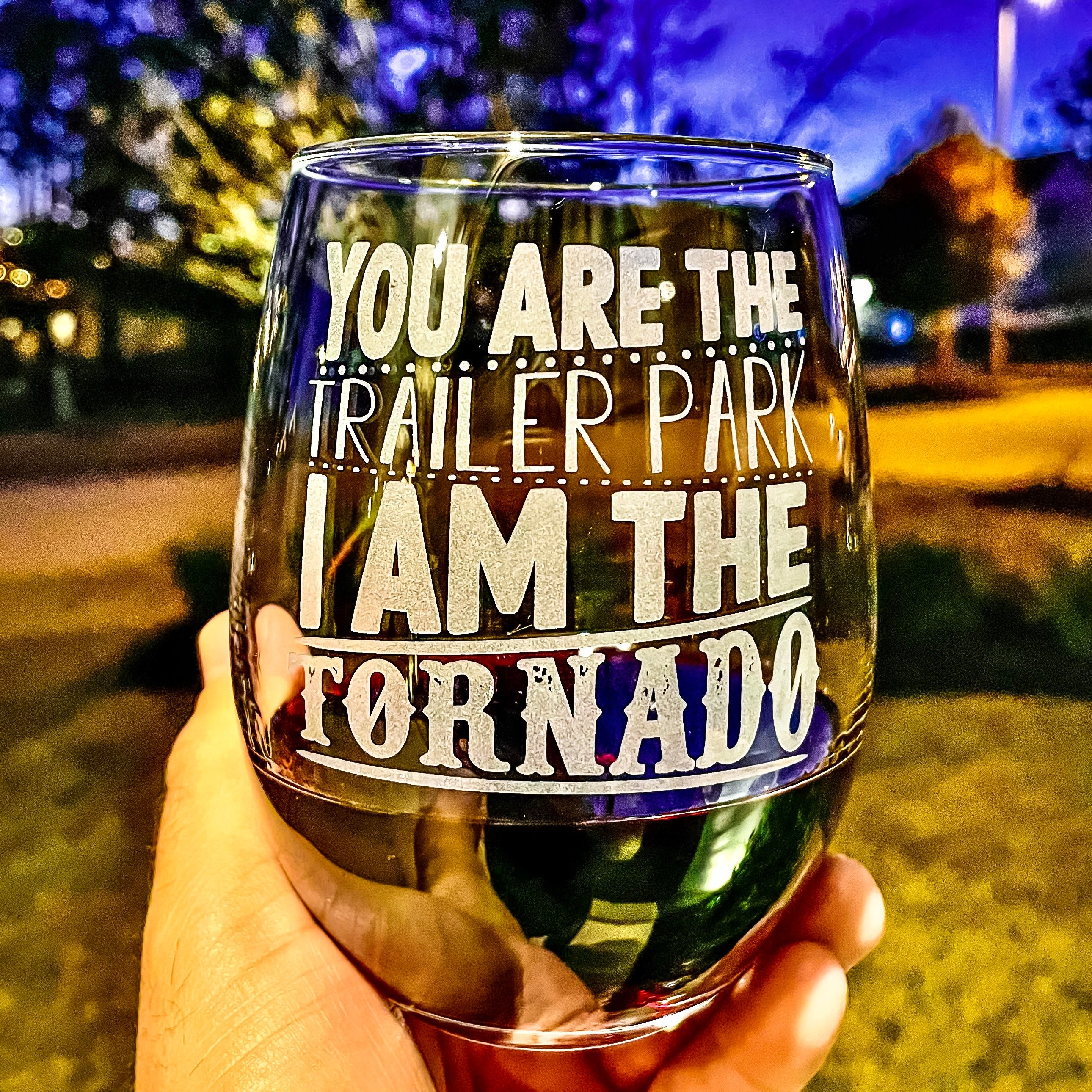 I Drink WINE Periodically Etched 9 oz Stemless Wine Glasses
