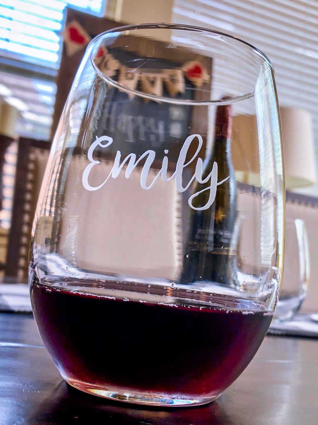 Personalized Engraved Stemless Wine Glass / Custom Wine Glass / Your ...