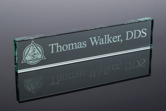 Jade Glass Desk Name Plate Engraved Personalized Perfect Etsy