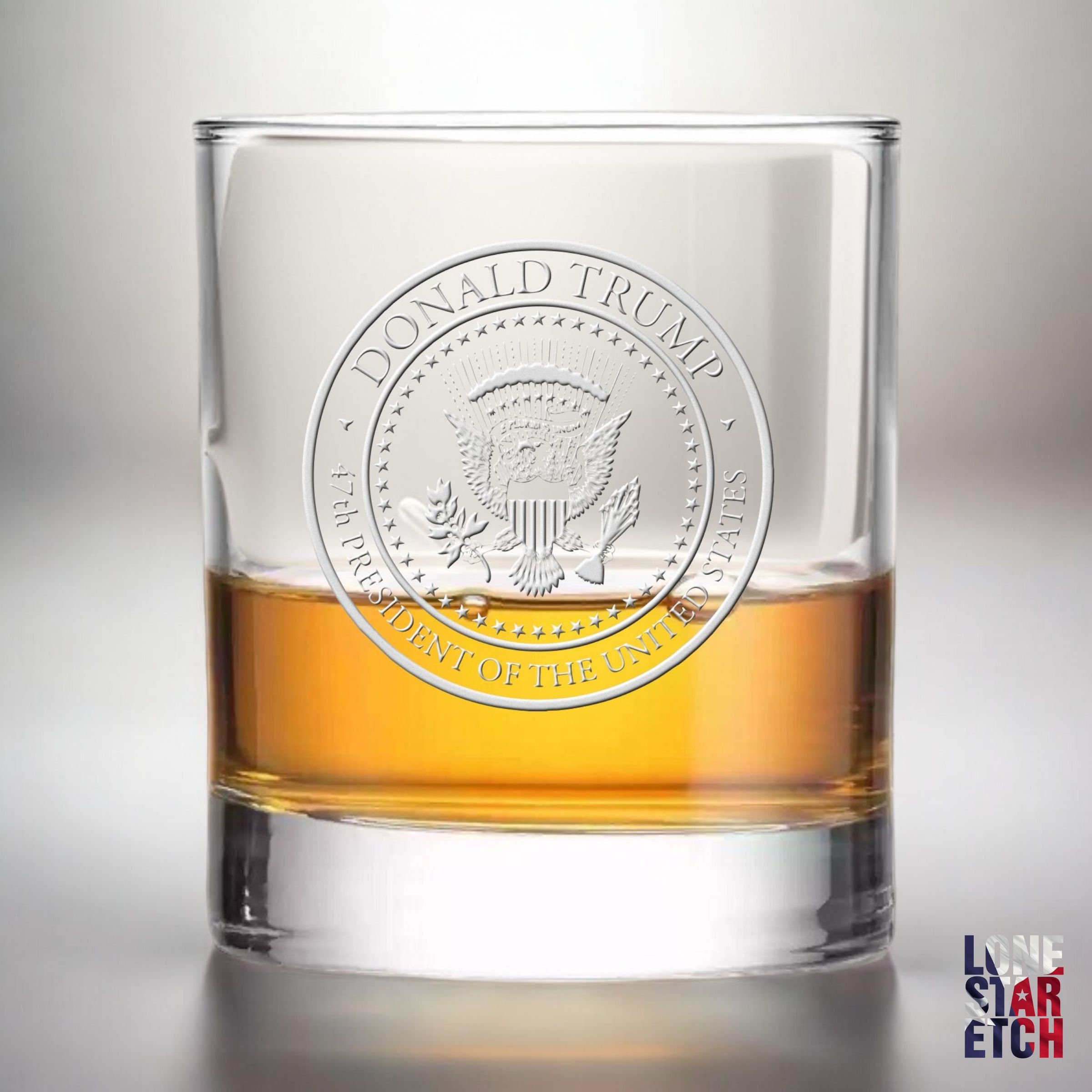 47Th President Of The United States Donald Trump Whiskey Glass Official Trump Store