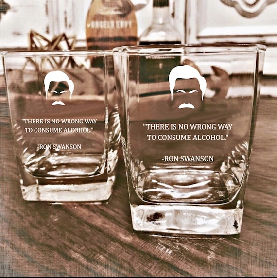 Ron Swanson consume Alcohol D.O.F Whiskey Glass / Bourbon Glass / Scotch  Glass / Set of 2 / Valentine's Day Gift 