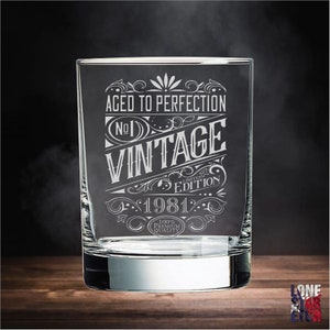Vintage Aged To Perfection 1981 Limited Edition Whiskey Glass (Any Year) Birth Year Glass / Bourbon / Scotch   / Father&#39;s Day Gift