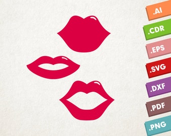 Lips SVG Vector, Kiss svg, mouth svg, lipstick svg. Love Lips SVG, Kiss Vector file. Instant download design for cricut or silhouette. Kiss.