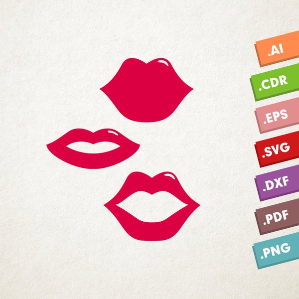 Lips SVG Vector, Kiss svg, mouth svg, lipstick svg. Love Lips SVG, Kiss Vector file. Instant download design for cricut or silhouette. Kiss.