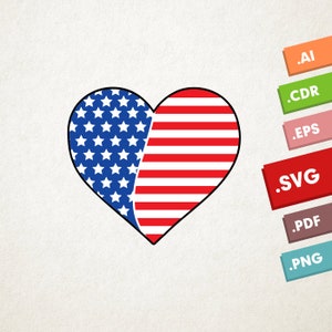 I Love U.S.A. - Svg, Vector Illustration. Diseño de descarga instantánea para cricut o silueta. 4 de julio - Día de la Independencia