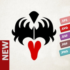 Gene KISS Maske - SVG Vektor Datei. Kiss Gene Schminkmaske. Sofort Download für Cricut oder Silhouette. Kuss Schminkform SVG. Kussband.