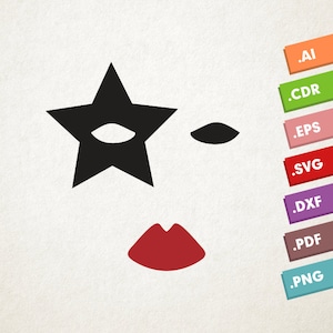 Paul KISS-SVG vectorbestand. Kus make-upmasker. Direct downloaden voor cricut of silhouet. Kus make-up vorm SVG. Kus band. Paulus masker.