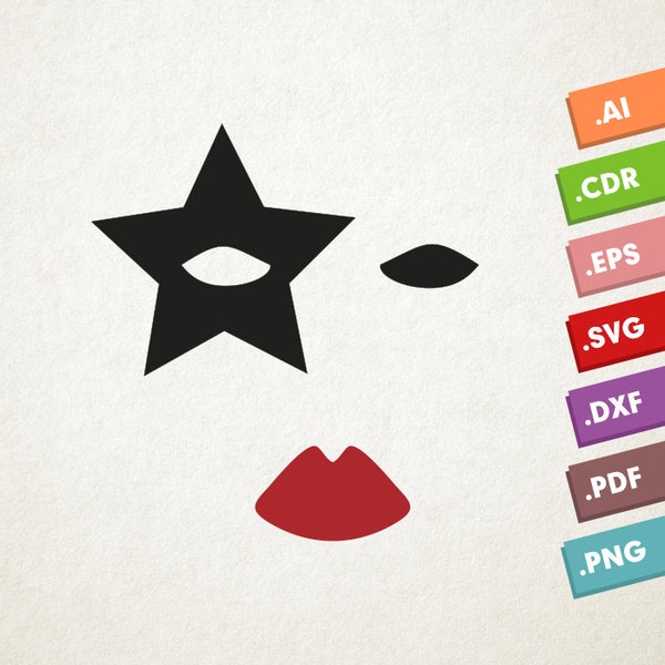 Paul KISS - SVG Vector file. Kiss makeup mask. Instant download for cricut or silhouette. Kiss makeup shape SVG. Kiss band. Paul mask.