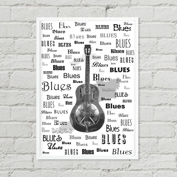 Ja miłość Blues, Wall Art, druk cyfrowy, plakat, sztuka, Instant plakat sztuka, sztuka cyfrowa, Blues guitar