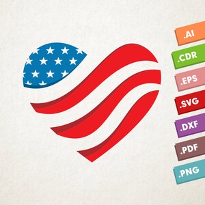I Love USA - Svg, Vector Illustration. Diseño de descarga instantánea para cricut o silueta. 4 de julio - Día de la Independencia