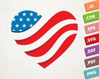 I Love USA - Svg, Vector Illustration. Instant download design for cricut or silhouette. July 4th - Independence Day