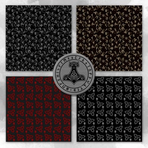 Nordic Runes - Digital Paper Set, 12 Unique Paper Designs, Commercial ...