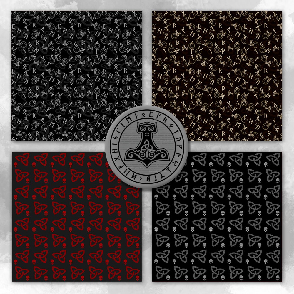 Nordic Runes Digital Paper Set 12 Unique Paper Designs - Etsy