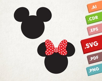 Mickey & Minnie Mouse - SVG, Vector files. Instant download design for cricut or silhouette.