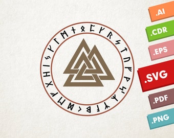 Valknut, Viking Symbol - SVG, Vector files. Instant download design for cricut or silhouette. Viking Runes.