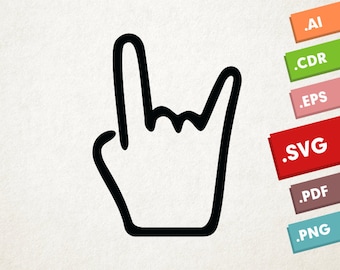 Rock Hand - SVG, Vector files. Instant download design for cricut or silhouette. Heavy Metal Sign.
