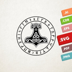 Thor&#39;s Hammer - Mjölnir - SVG, Vector files. Instant download design for cricut or silhouette.