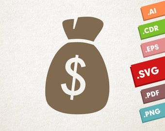 Money bag - SVG, Vector Illustration. Instant download design for cricut or silhouette. Dollar. Bag.