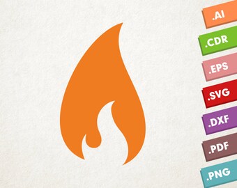 Flame SVG Vector. Instant download design for cricut or silhouette.  Flame vector file. Fire SVG. Orange flame for CUT.