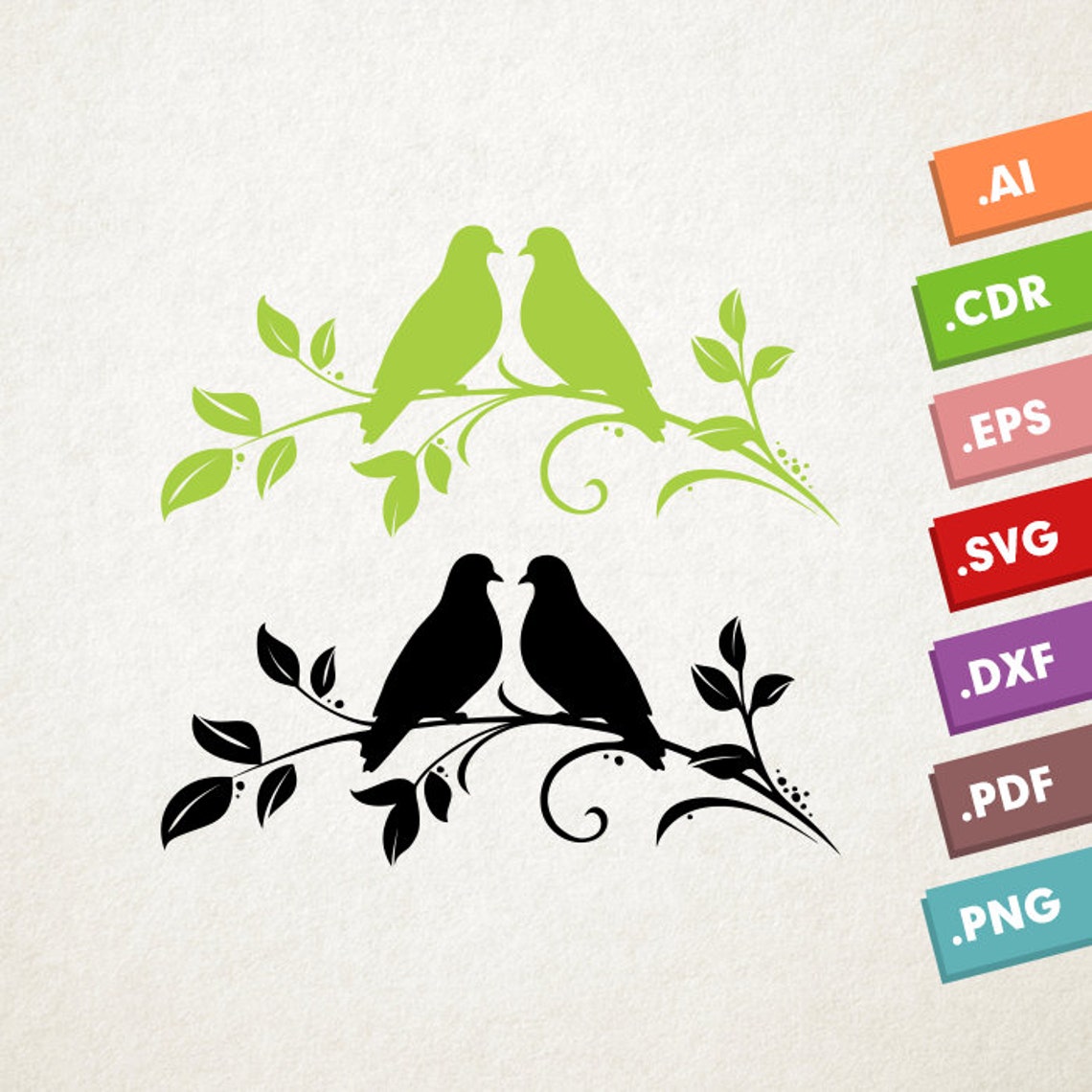 Lovebirds SVG Vector. Love Birds SVG, Animals Svg, Nature Svg. Kissing