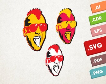 Punk Heads - SVG, Vector files. Instant download design for cricut or silhouette. Vector set.