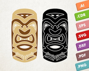 Tiki SVG vector, Hawaii, Luau, God, Tiki Silhouette. Tiki Statue, Tiki Vector, Instant download, Tiki Clip Art, Hawaii Summer. Embroidery.