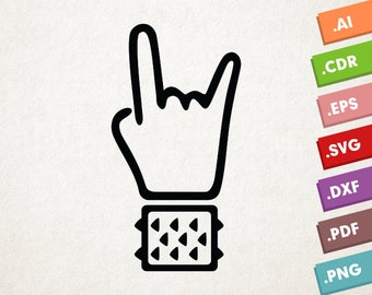 Rock Hand - SVG, Vector files. Instant download design for cricut or silhouette. Heavy Metal Sign.