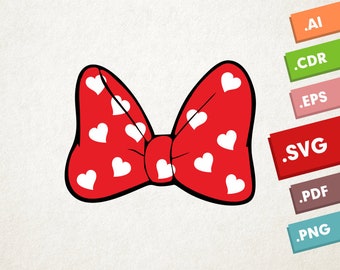 Minnie Mouse Bow - SVG, Vector files. Instant download design for cricut or silhouette. Red Ribbon.