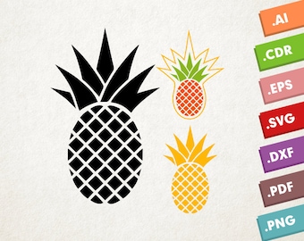 Pineapple SVG Vector. Pineapple Silhouette, Fruit nature svg. Instant download design for cricut or silhouette. Pineapple vector file.