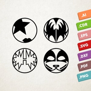 KISS Masken - SVG Vektor Datei. Kuss-Make-up-Maske. Sofortiger Download für Cricut oder Silhouette. Kuss Make-up Formen SVG. Kussband Schminke.