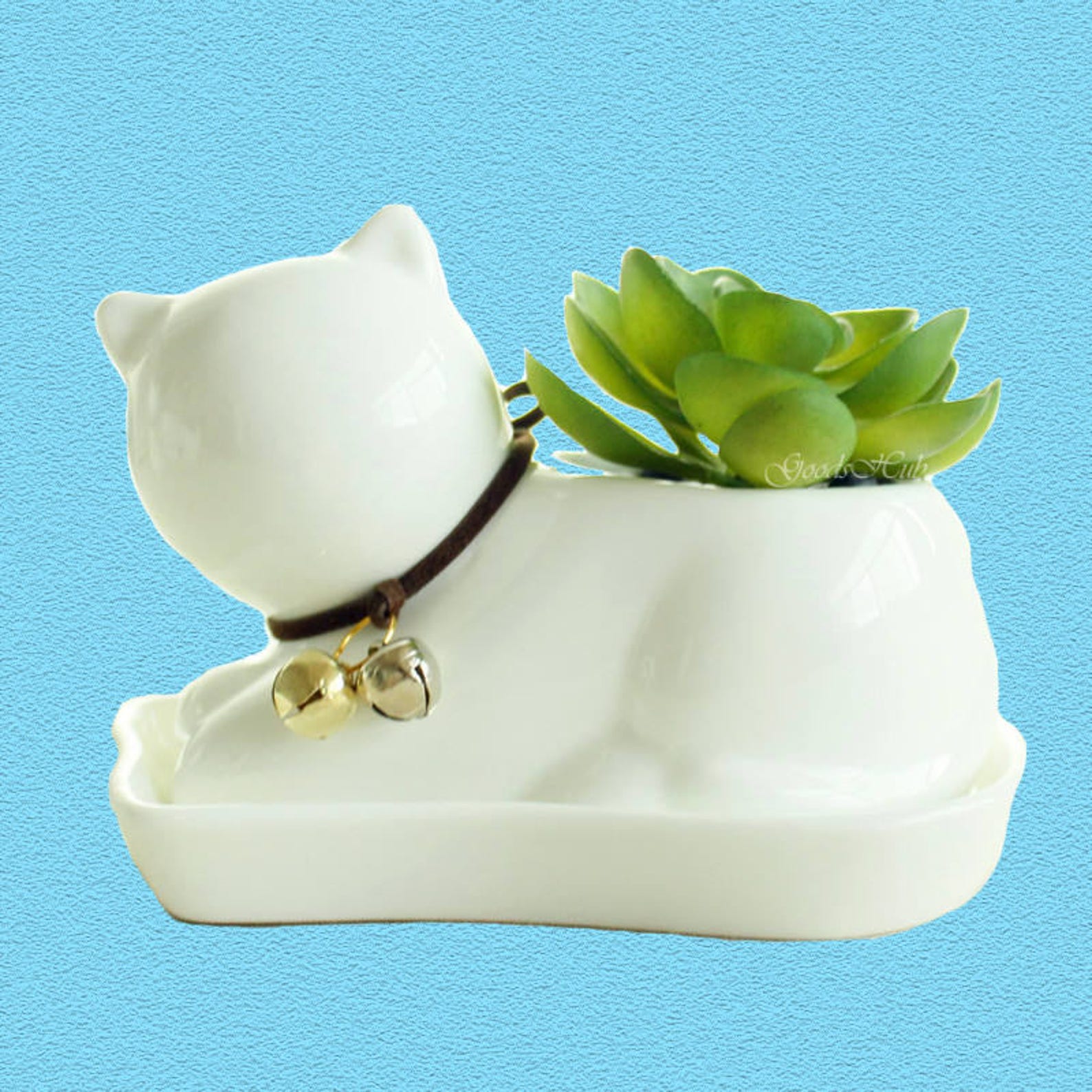Ceramic Cat Planter with Saucer Cute Flower Pot Lovely Etsy